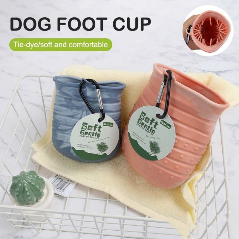2 In 1 Paw Cleaner & Pet Brush Soft Portable Cup