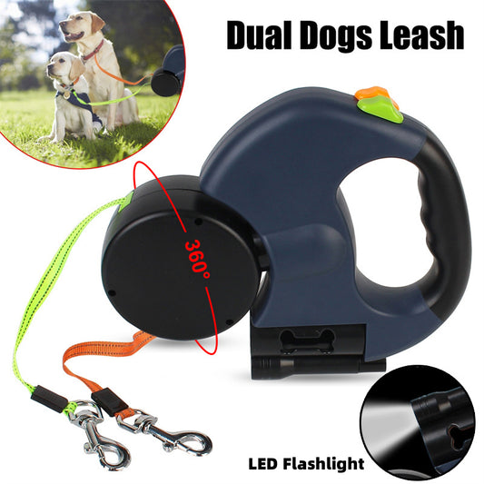 Dual Pet Leash with Flashlight