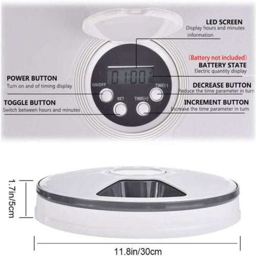 Automatic 6 Meal Food Dispenser