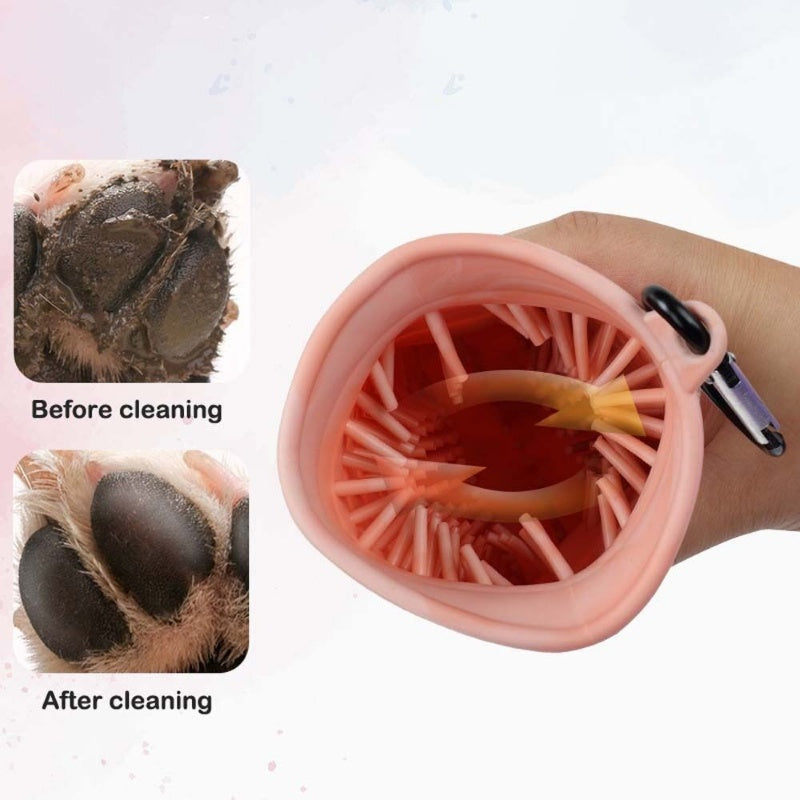 2 In 1 Paw Cleaner & Pet Brush Soft Portable Cup