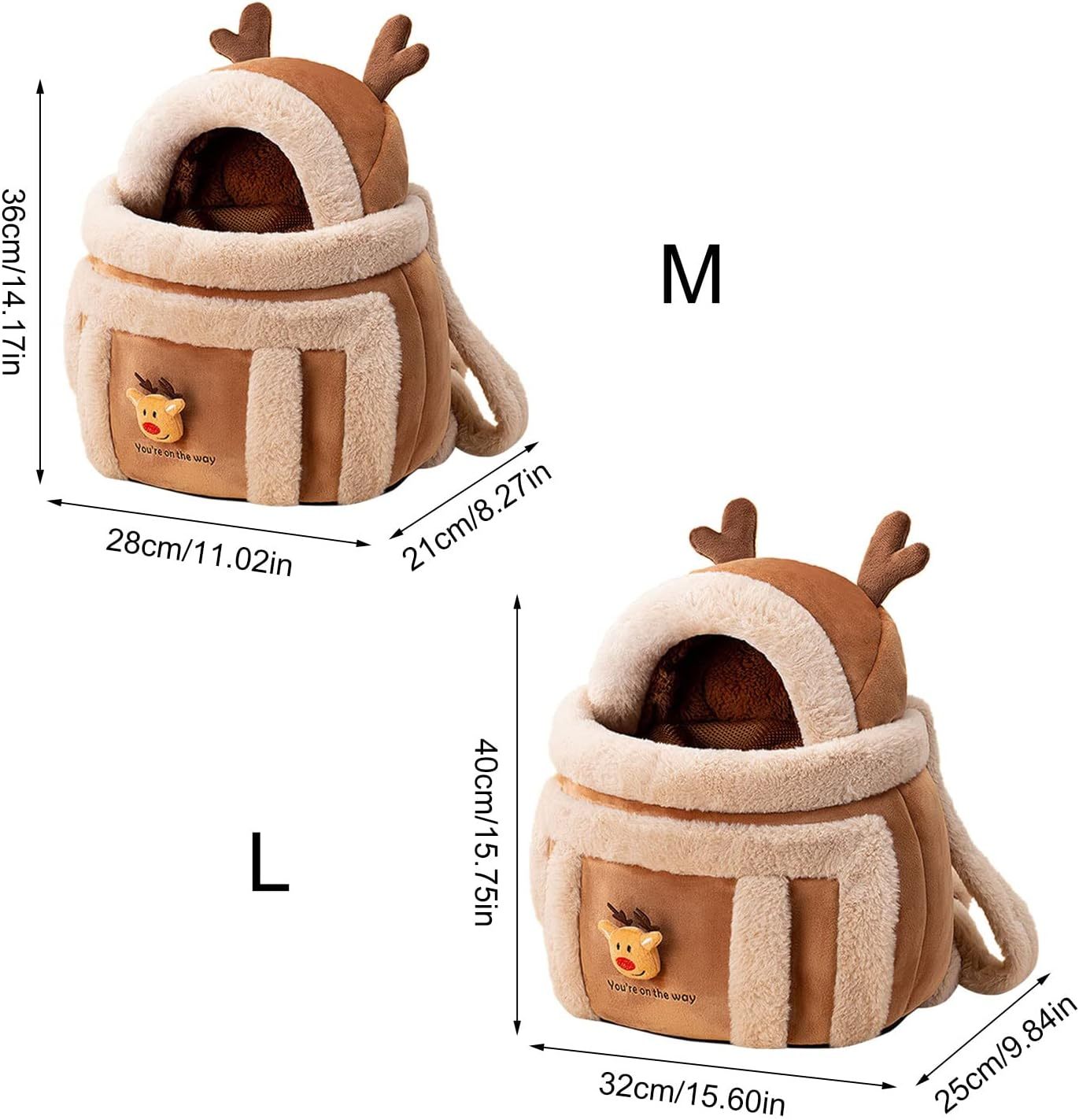 Plush Reindeer Backpack with Hand Warmers