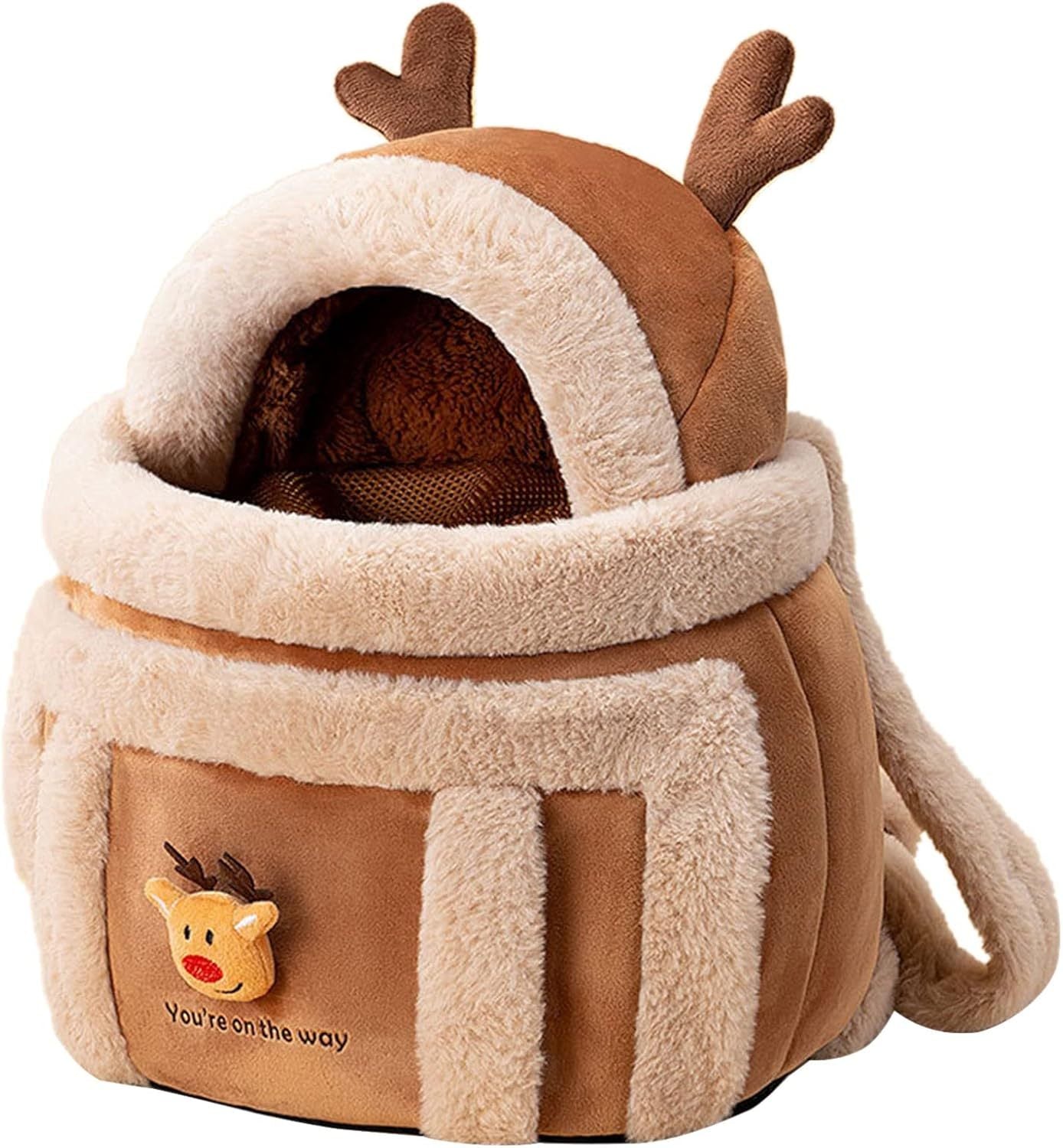 Plush Reindeer Backpack with Hand Warmers